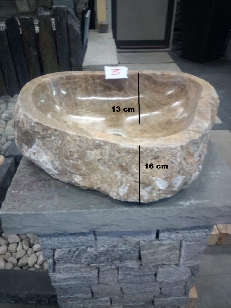 LAVABO IN ONICE CHIARO Mod. 3 - DA APPOGGIO - FG Stone Design